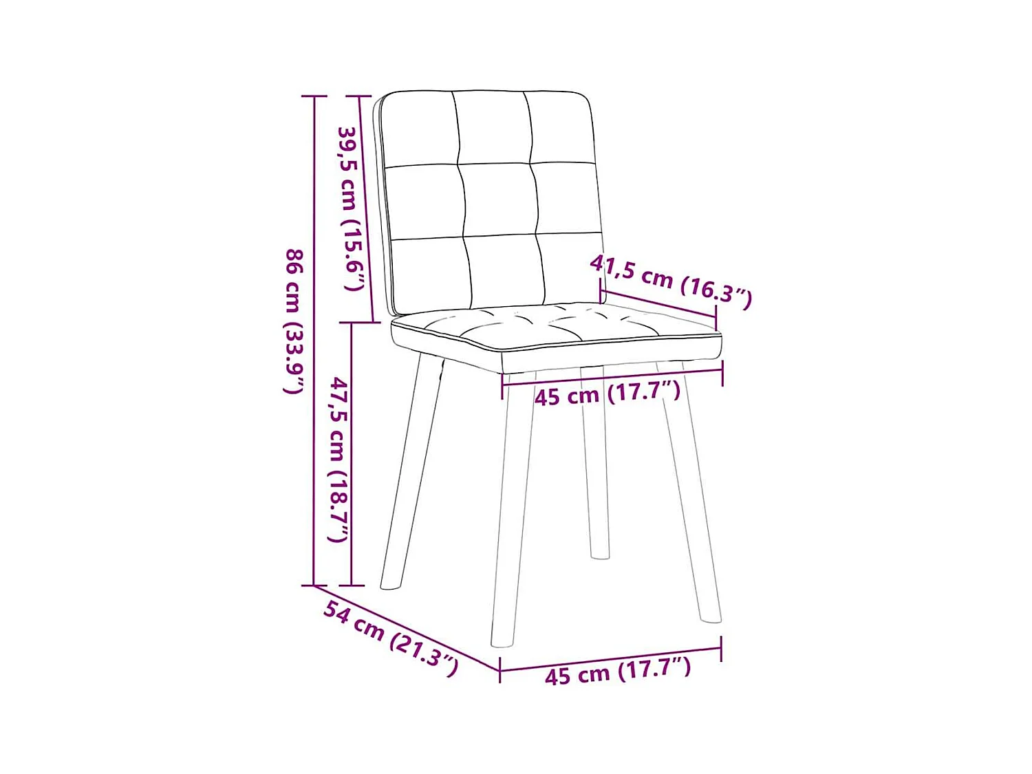 Set di 4 sedie da pranzo in tessuto grigio scuro