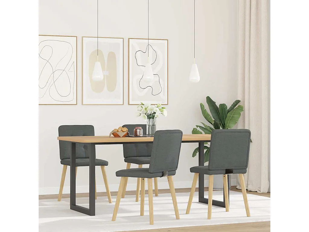 Set di 4 sedie da pranzo in tessuto grigio scuro