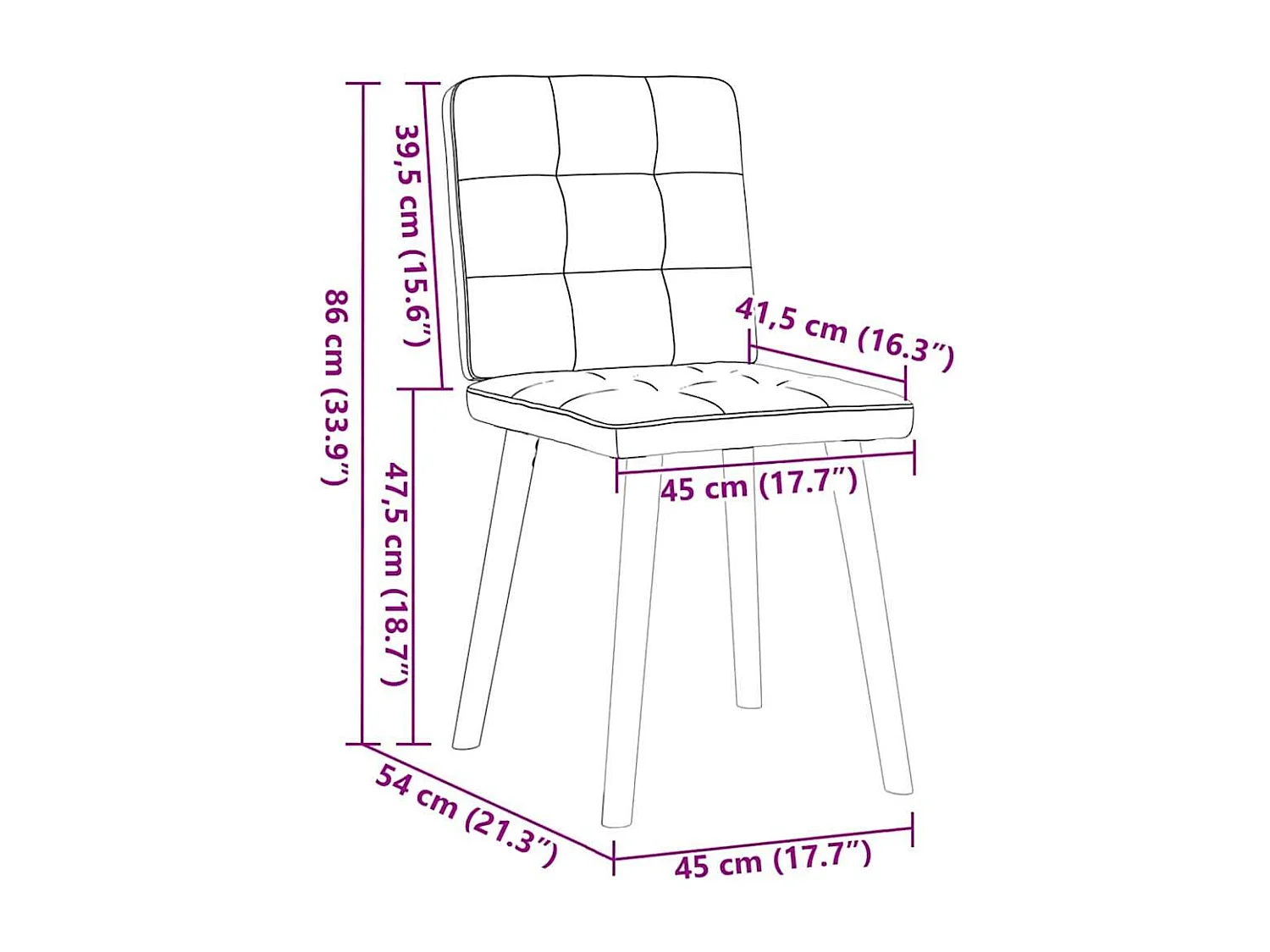 Set di 4 sedie da pranzo in tessuto grigio scuro