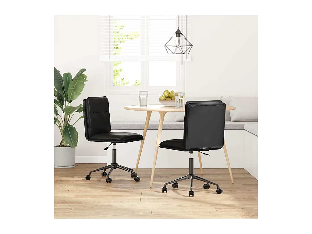 Eetkamerstoelen set van 2 zwart imitatieleer