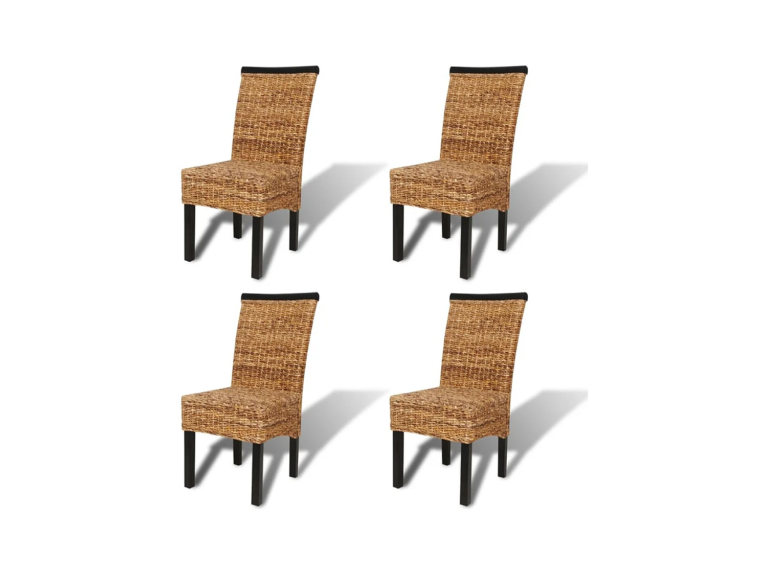 Juego de 4 sillas de comedor de madera maciza de mango y abacá