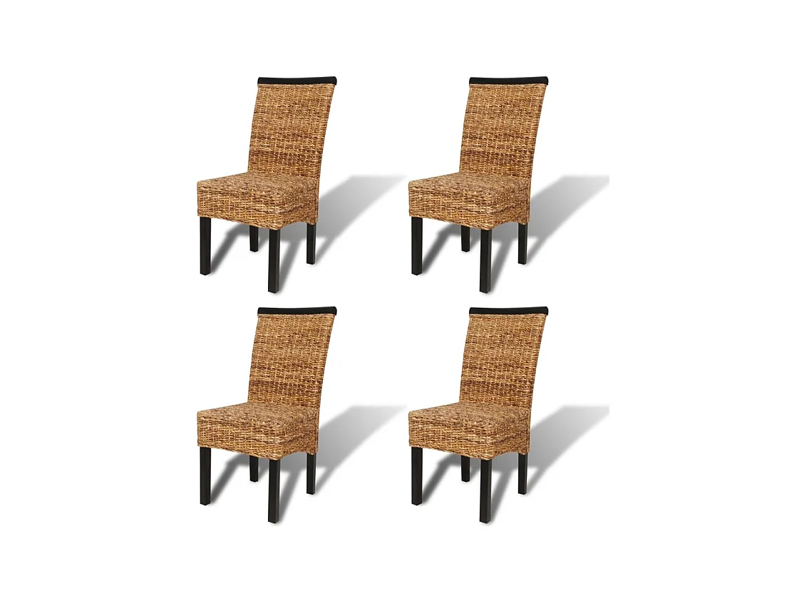 Chaises à manger lot de 4 bois solide de manguier et abaca