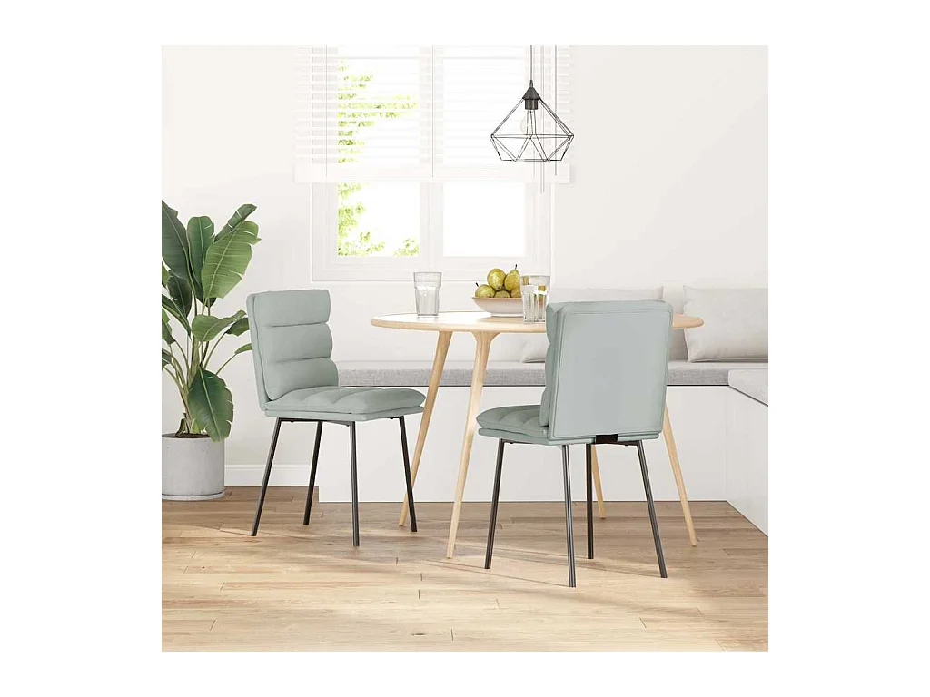 Chaises à manger lot de 2 Gris clair Velours