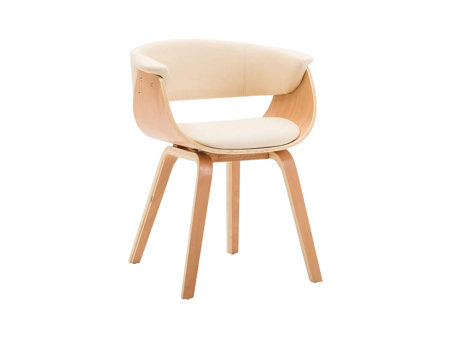 Chaise à manger crème bois courbé et similicuir