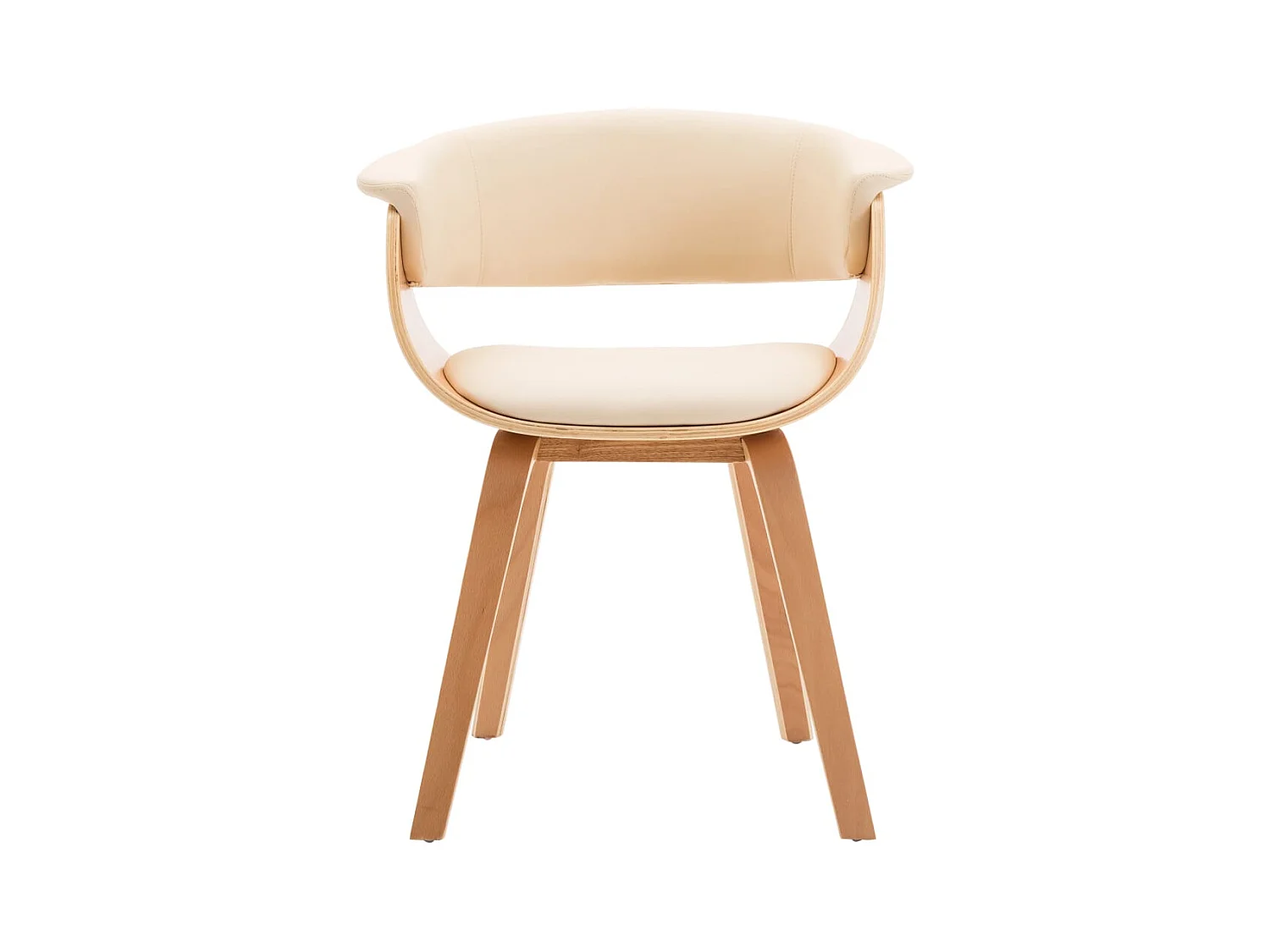 Chaise à manger crème bois courbé et similicuir