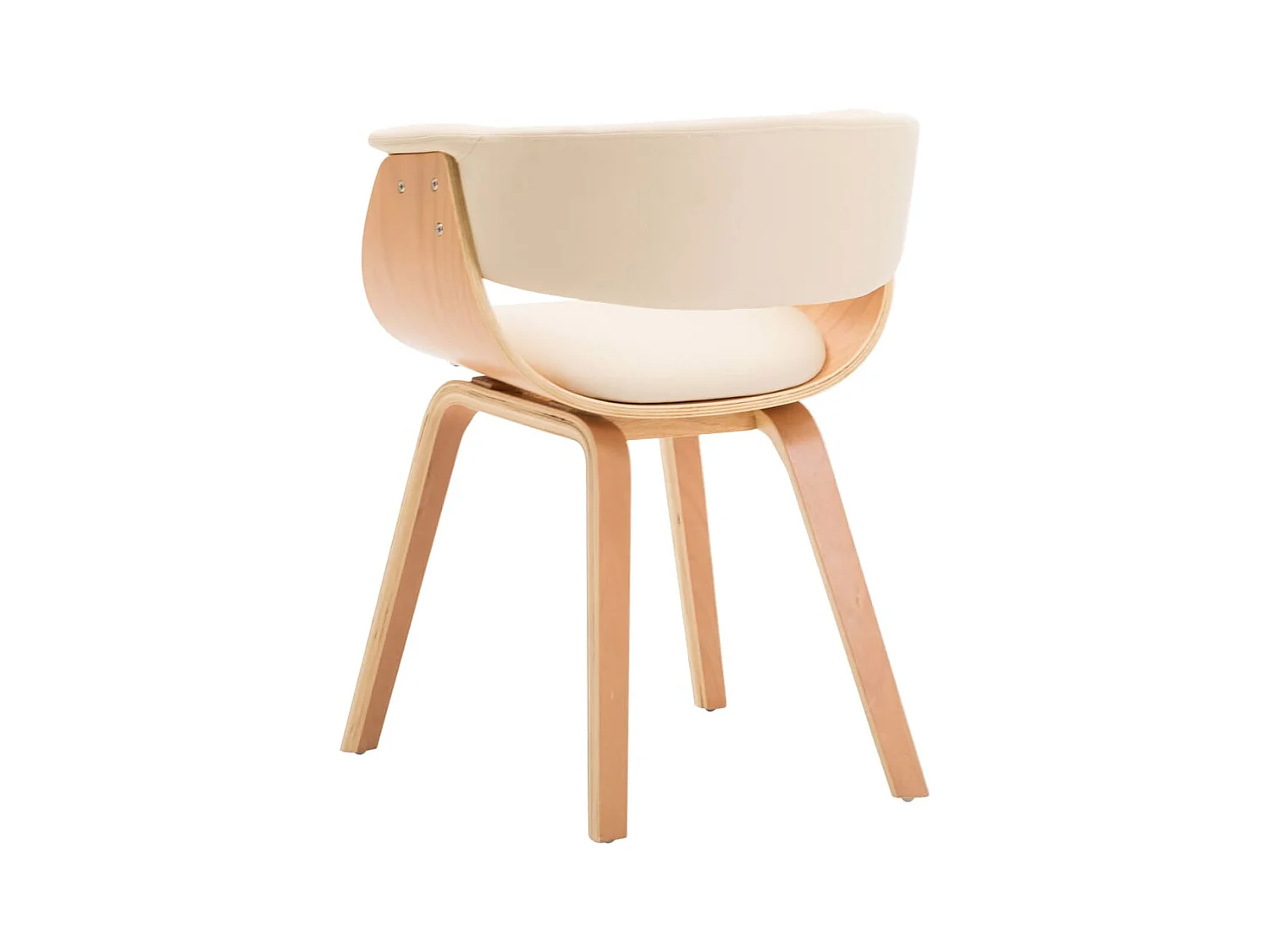 Chaise à manger crème bois courbé et similicuir