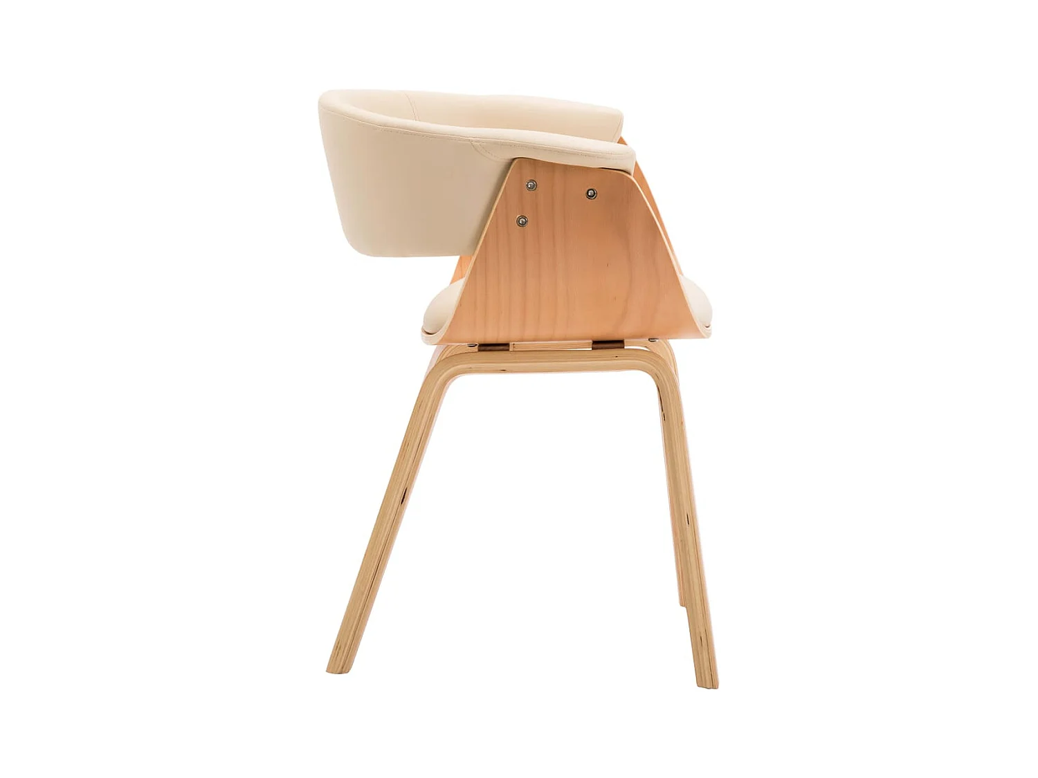 Chaise à manger crème bois courbé et similicuir