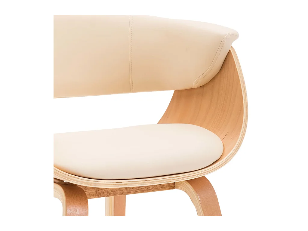 Chaise à manger crème bois courbé et similicuir