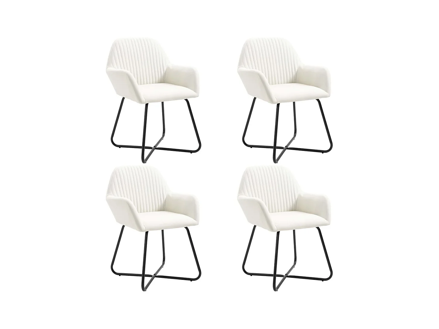 Chaises à manger lot de 4 crème tissu