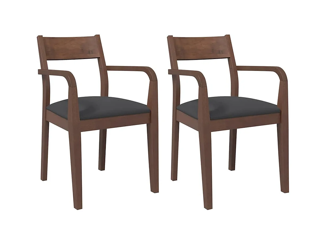 Chaises à manger coussins 2 pcs marron bois massif caoutchouc