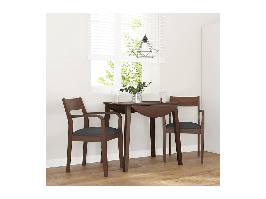 Chaises à manger coussins 2 pcs marron bois massif caoutchouc