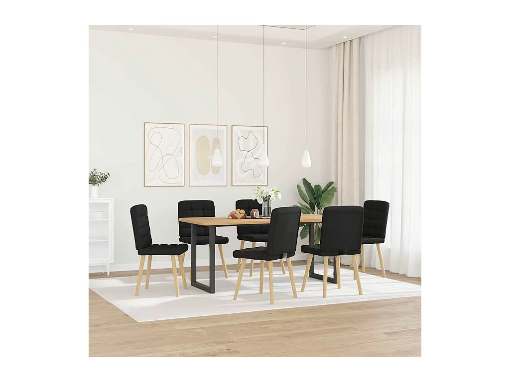 Set di 6 sedie da pranzo in tessuto nero