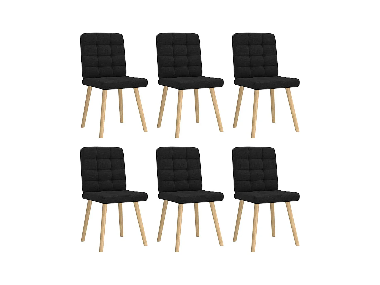 Chaises à manger lot de 6 noir tissu