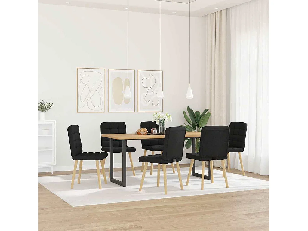 Set di 6 sedie da pranzo in tessuto nero
