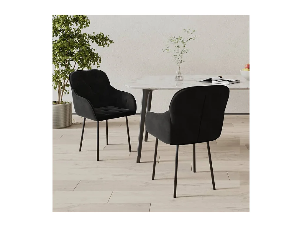 Chaises à manger lot de 2 Noir Velours