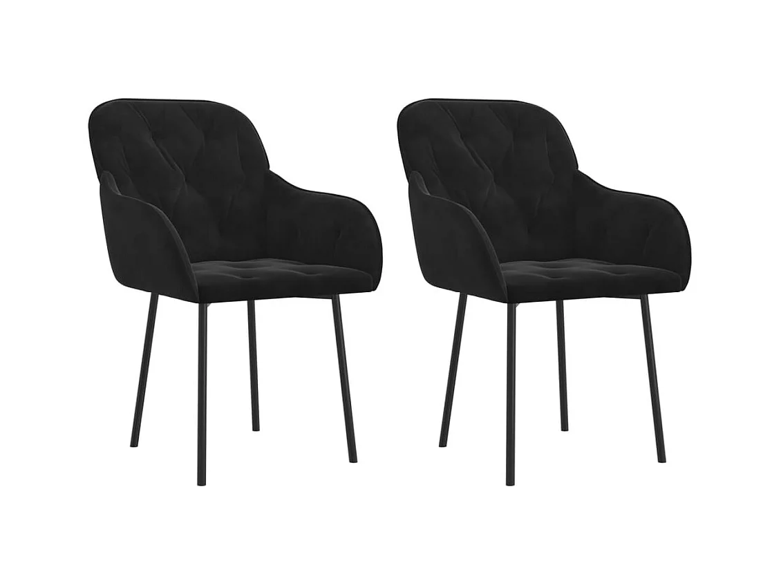 Chaises à manger lot de 2 Noir Velours