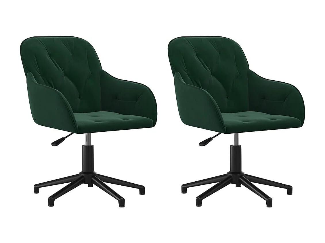Juego de 2 sillas de comedor giratorias de terciopelo verde oscuro
