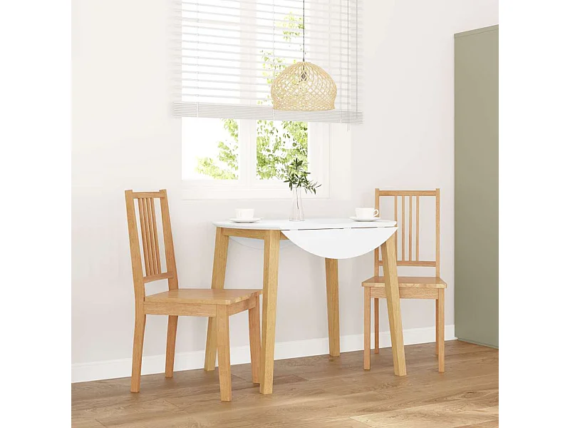 Chaises à manger 2 pcs bois massif naturel caoutchouc