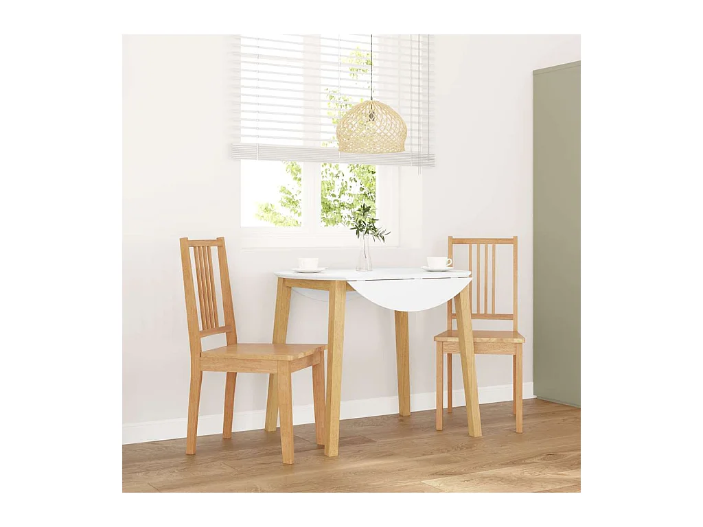 Chaises à manger 2 pcs bois massif naturel caoutchouc