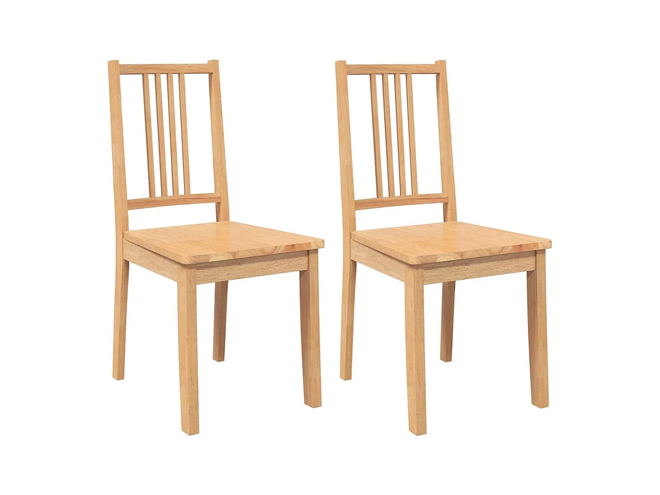 Chaises à manger 2 pcs bois massif naturel caoutchouc