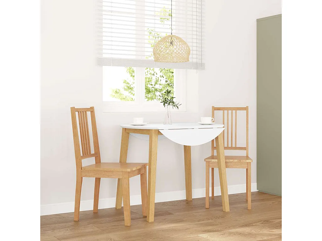 Chaises à manger 2 pcs bois massif naturel caoutchouc