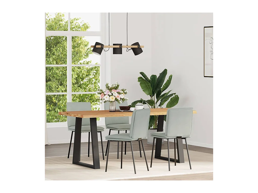 Set di 4 sedie da pranzo in velluto grigio chiaro