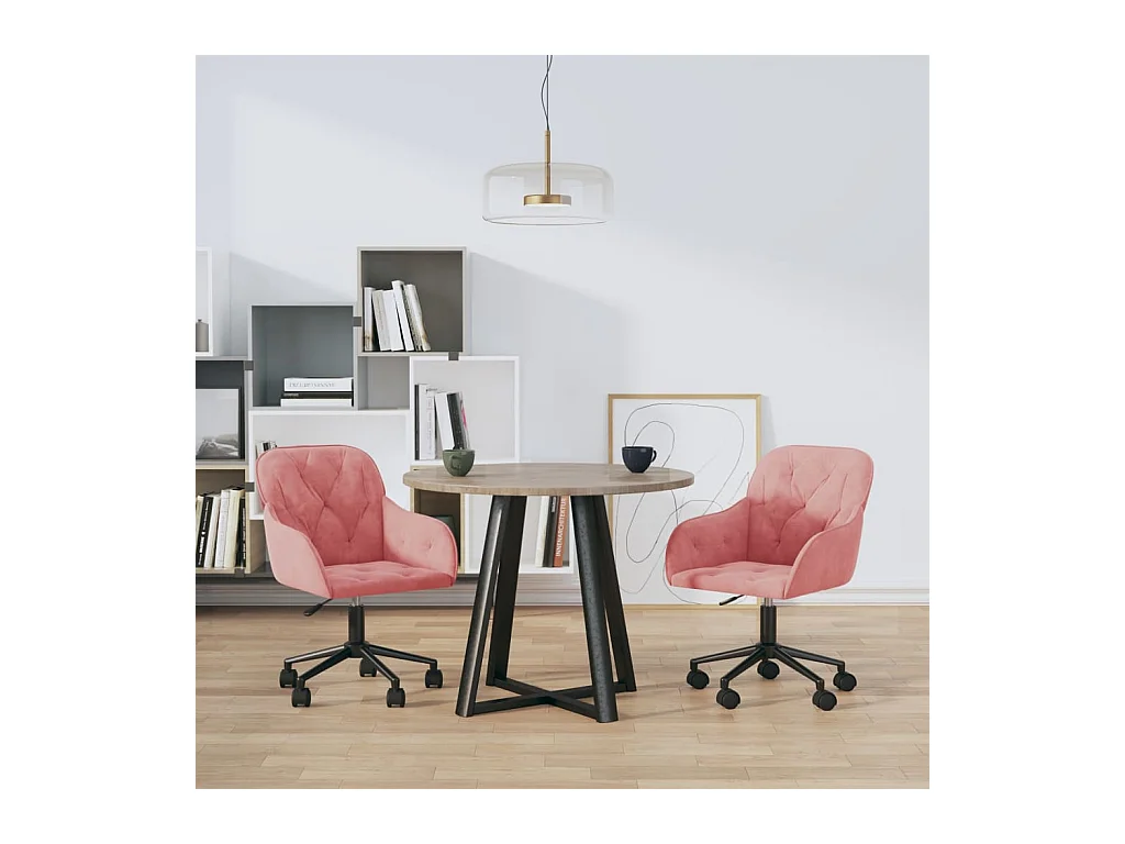 Set di 2 sedie da pranzo girevoli in velluto rosa