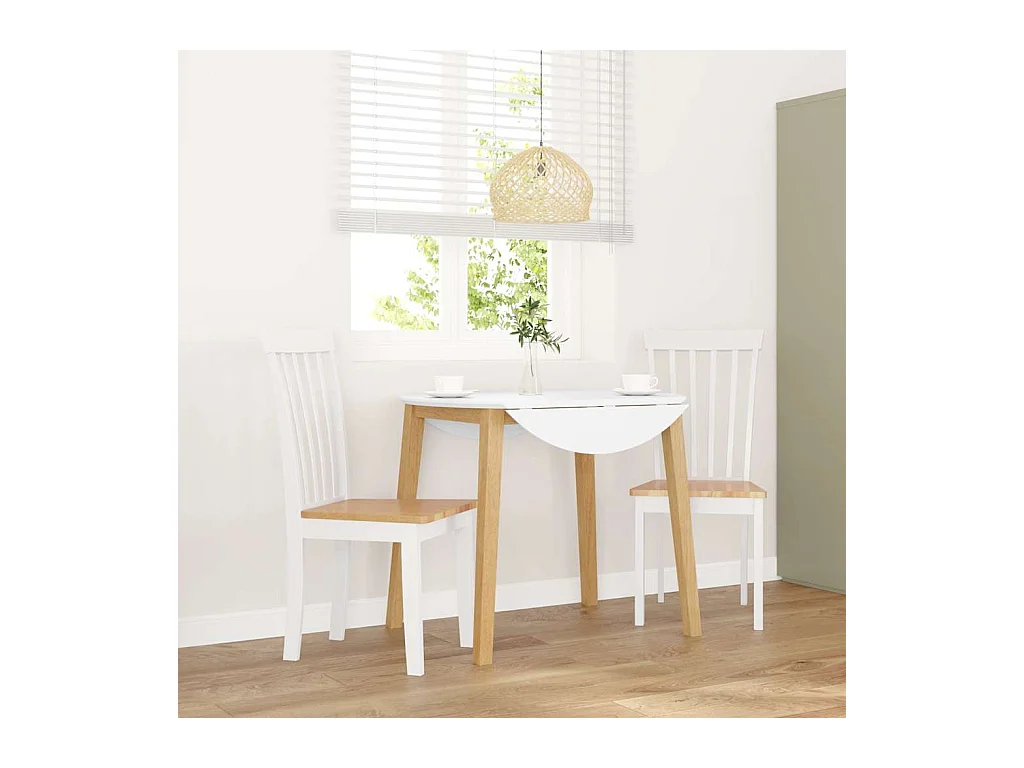 Chaises à manger 2 pcs blanc bois massif caoutchouc
