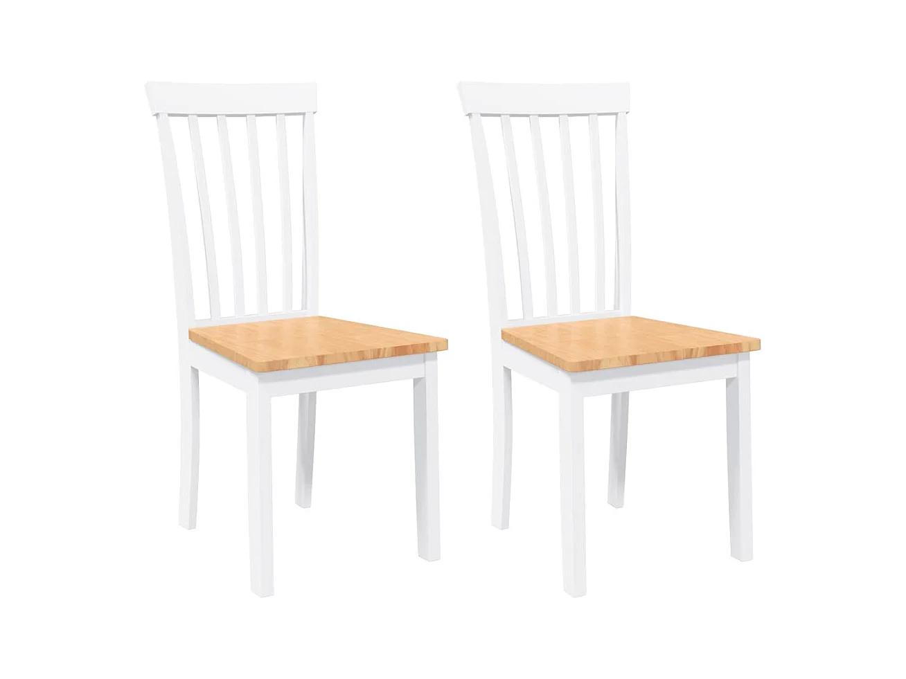 Chaises à manger 2 pcs blanc bois massif caoutchouc