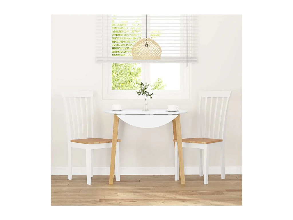 Chaises à manger 2 pcs blanc bois massif caoutchouc