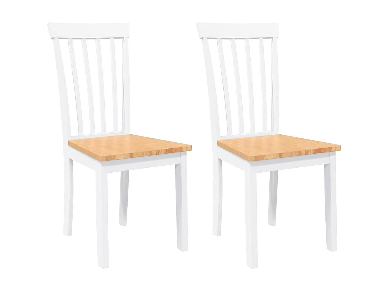Chaises à manger 2 pcs blanc bois massif caoutchouc