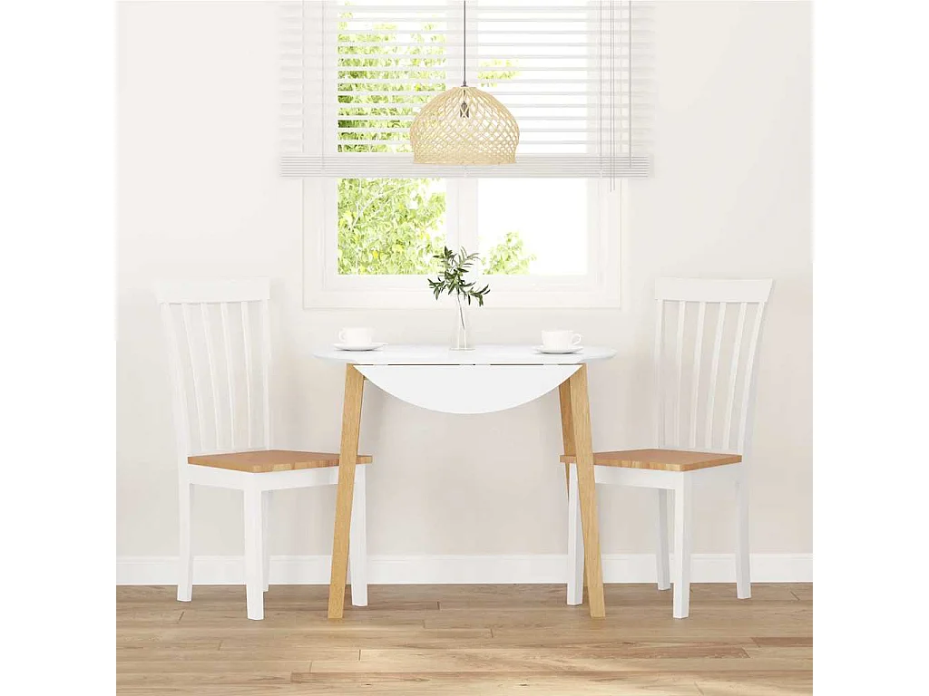 Chaises à manger 2 pcs blanc bois massif caoutchouc