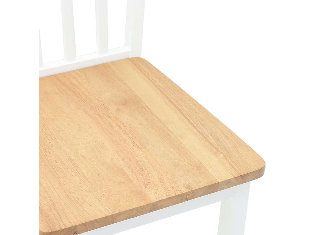 Chaises à manger 2 pcs blanc bois massif caoutchouc
