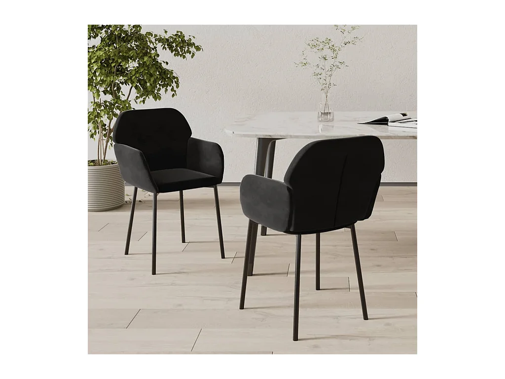 Chaises à manger lot de 2 Noir Velours