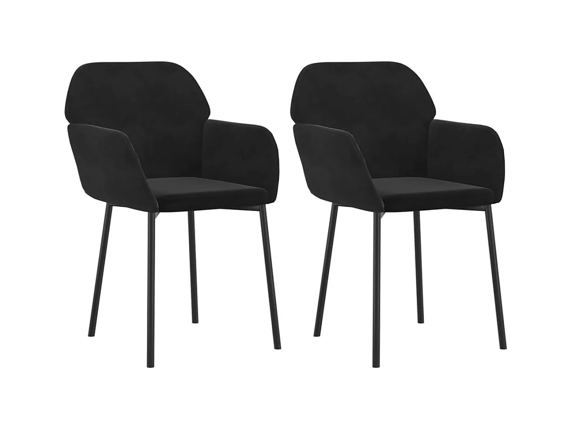 Chaises à manger lot de 2 Noir Velours