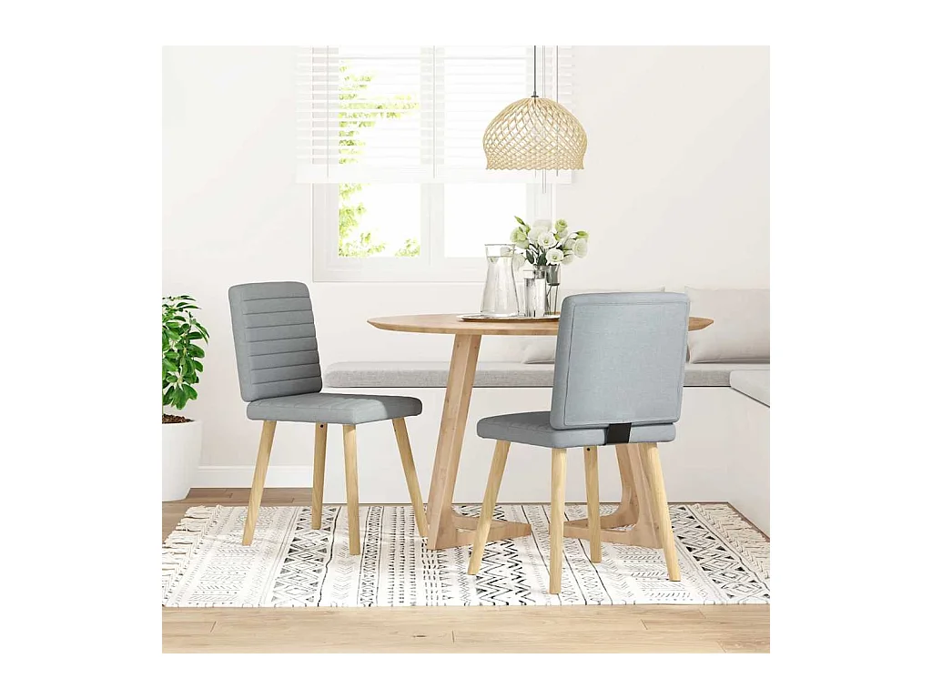Juego de 2 sillas de comedor de tela gris claro