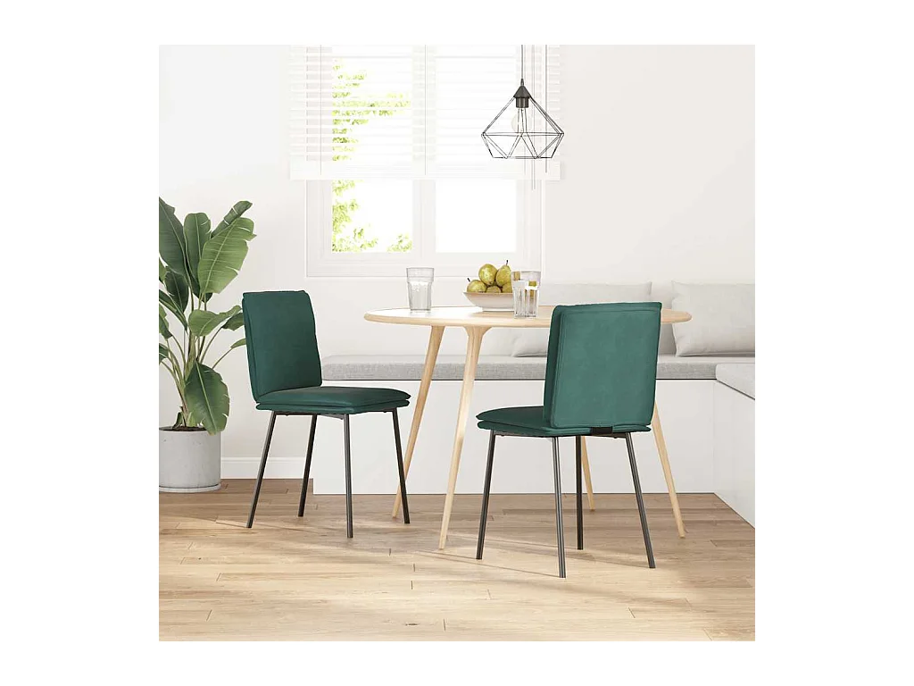 Chaises à manger lot de 2 Vert foncé Velours