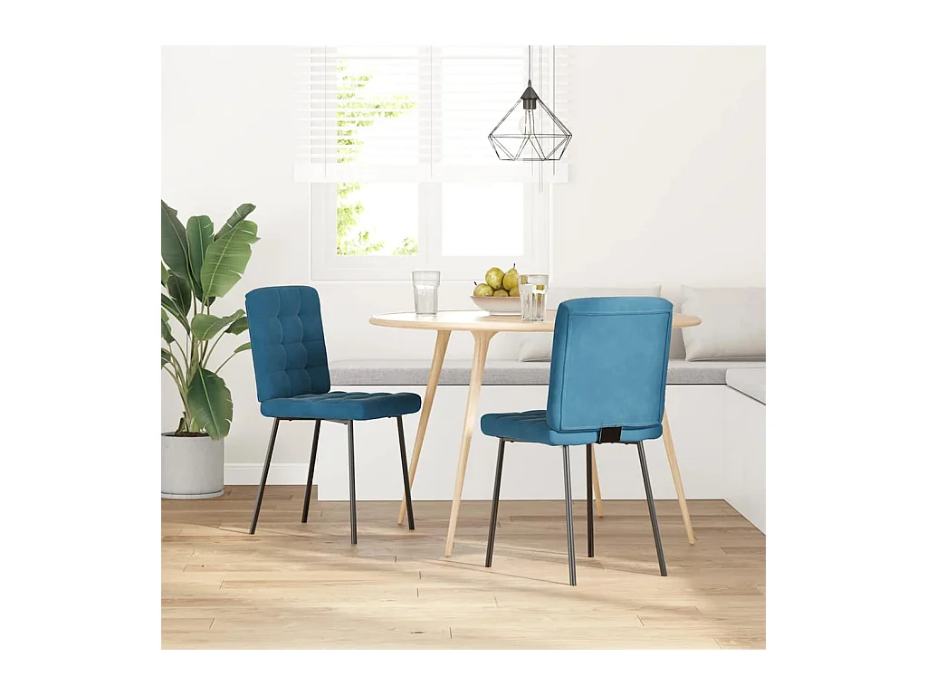 Chaises à manger lot de 2 Bleu Velours