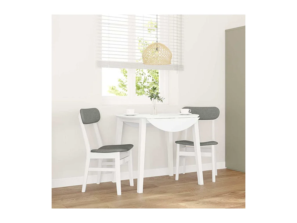 Chaises à manger coussins 2 pcs blanc bois massif caoutchouc