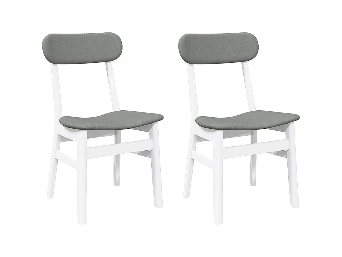 Chaises à manger coussins 2 pcs blanc bois massif caoutchouc