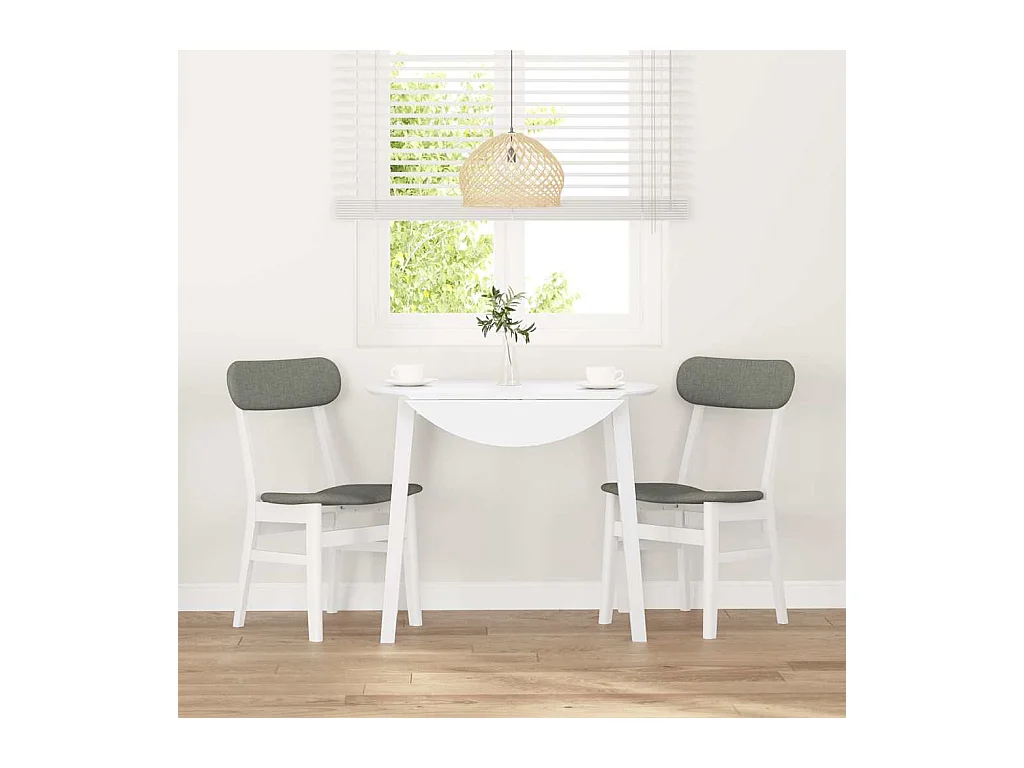 Chaises à manger coussins 2 pcs blanc bois massif caoutchouc
