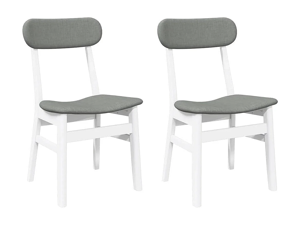 Chaises à manger coussins 2 pcs blanc bois massif caoutchouc