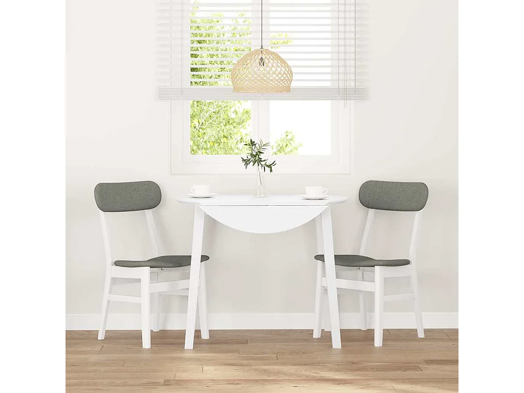 Chaises à manger coussins 2 pcs blanc bois massif caoutchouc