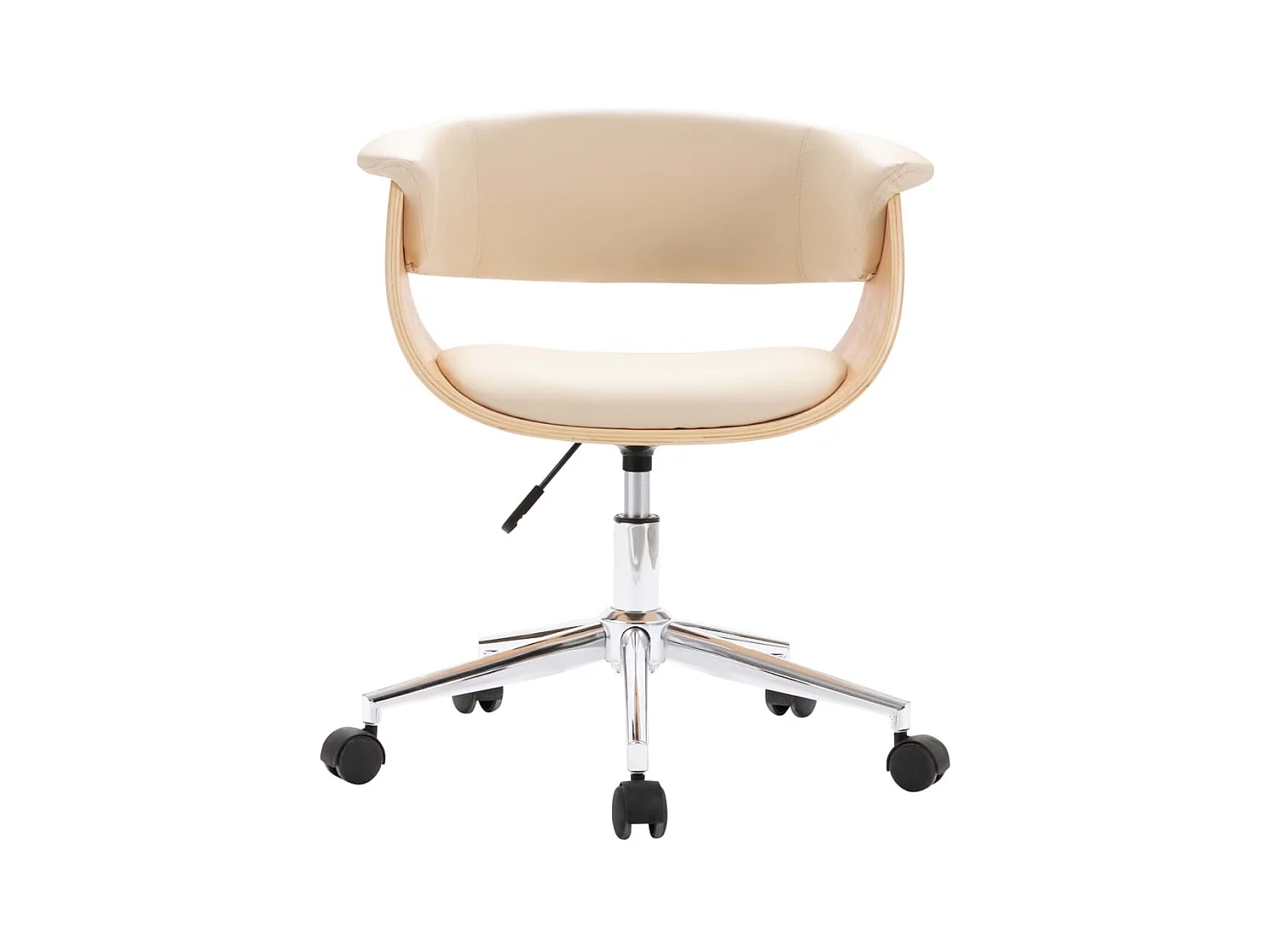 Juego de 2 sillas de comedor giratorias de polipiel color crema