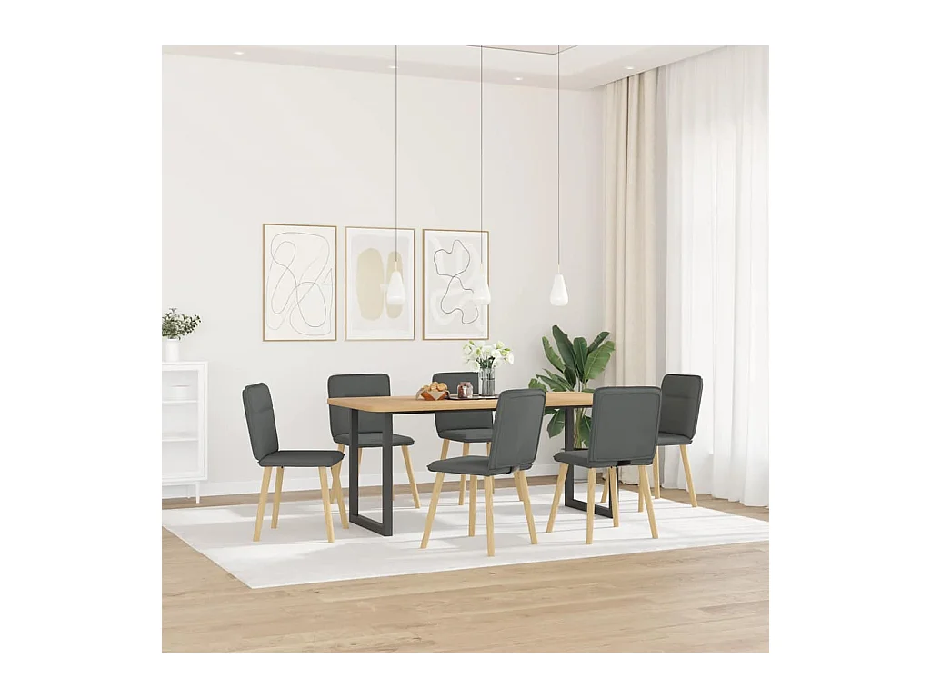 Eetkamerstoelen set van 6 donkergrijze stof