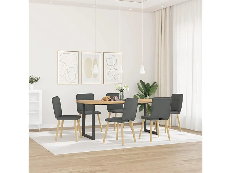 Chaises à manger lot de 6 gris foncé tissu