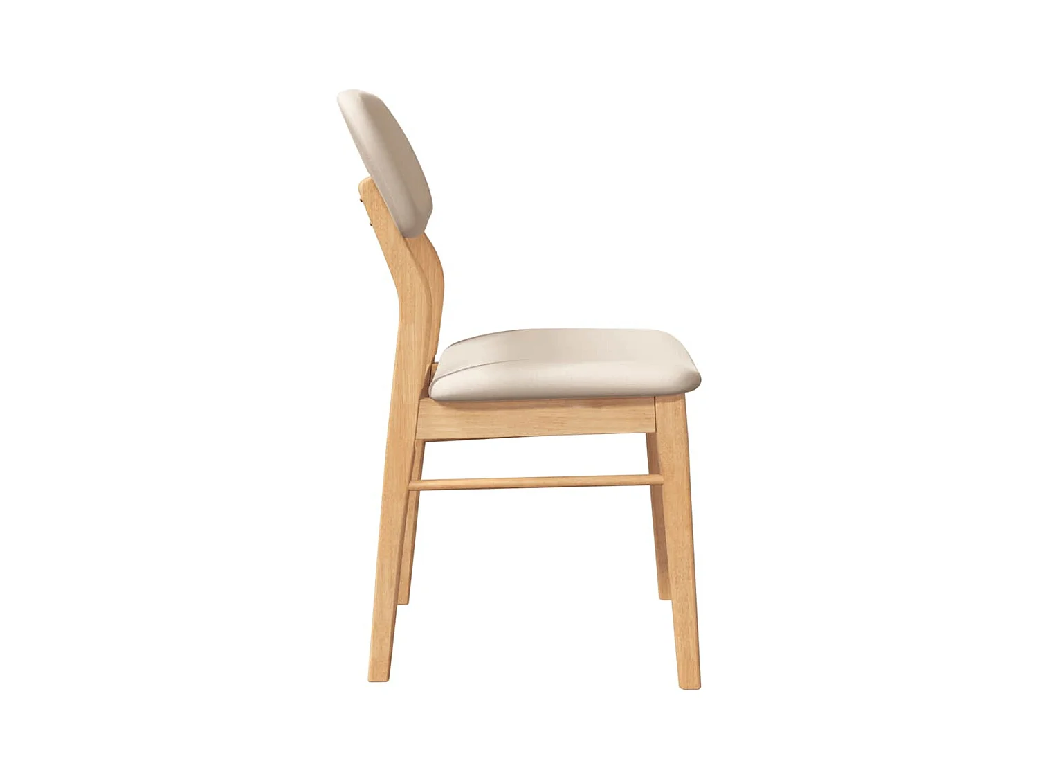 Chaises à manger coussins 2 pcs naturel bois massif caoutchouc