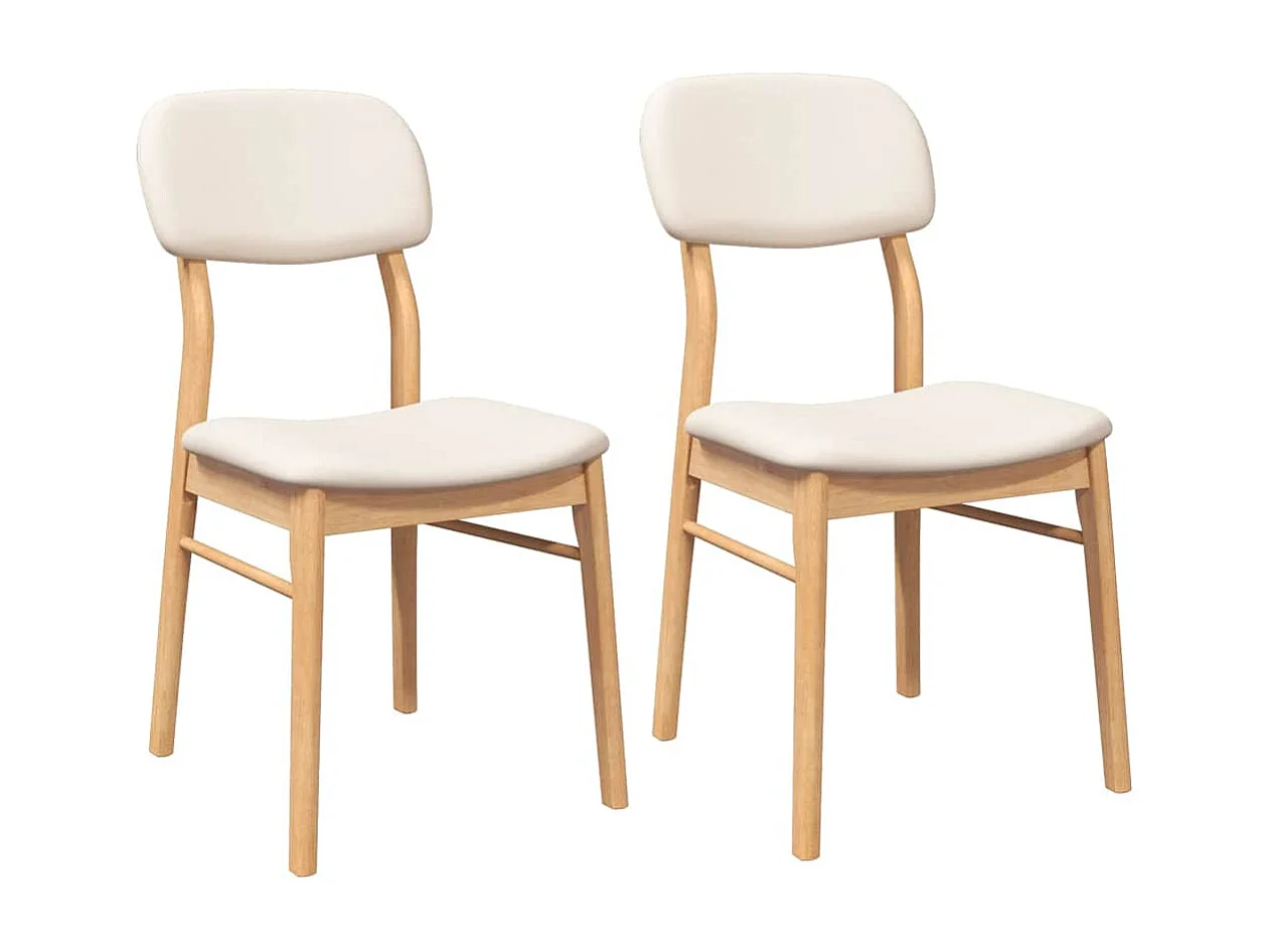 Chaises à manger coussins 2 pcs naturel bois massif caoutchouc