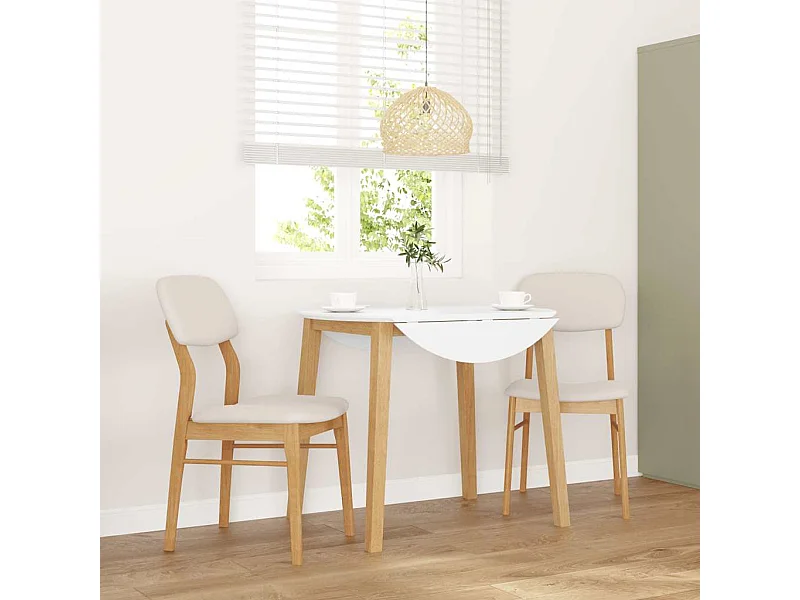 Chaises à manger coussins 2 pcs naturel bois massif caoutchouc