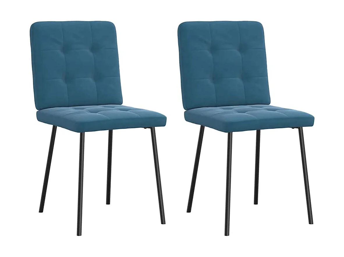 Chaises à manger lot de 2 Bleu Velours